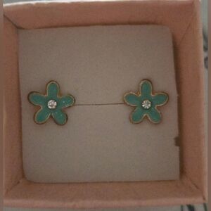 Teal Flower Earrings‎